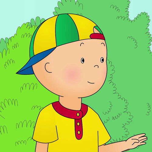 Caillou wearing a hat