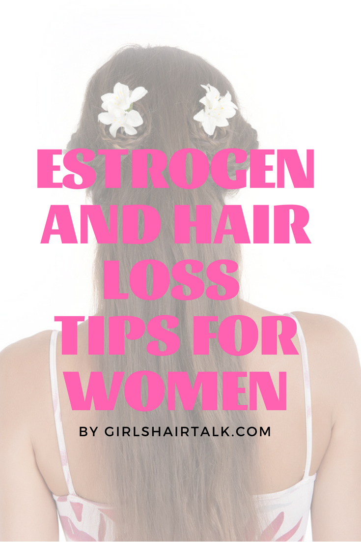 Woman with long hair needing estrogen help to stop hair loss.